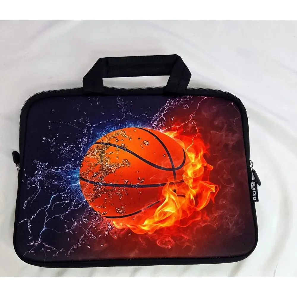 Richen Basketball Laptop Case Fire vs Ice Graphic Neoprene Zipper Sleeve